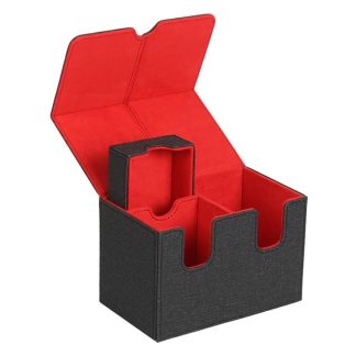 Double Deck Box with Tray - Black with Red - Card Planet